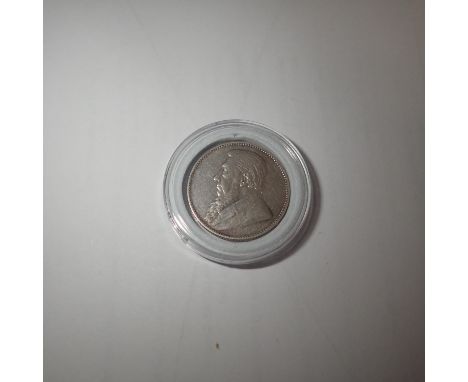 1891 silver shilling of South Africa's Kruger. UK P&amp;P Group 0 (£6+VAT for the first lot and £1+VAT for subsequent lots) 