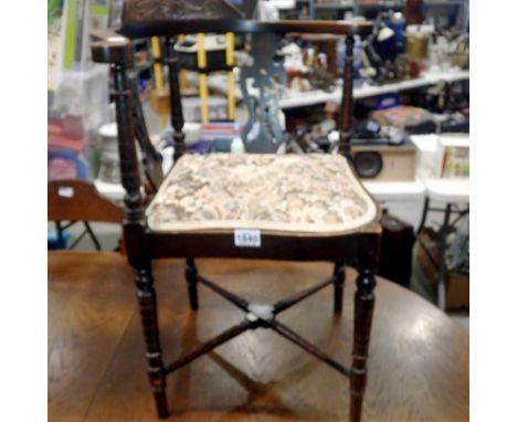 Victorian corner chair with tapestry upholstery. Not available for in-house P&amp;P 