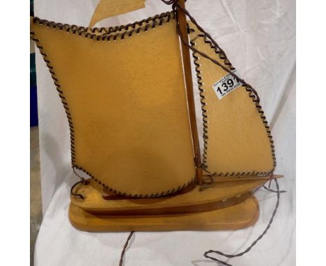 1960s sailing boat lamp. UK P&amp;P Group 2 (£20+VAT for the first lot and £4+VAT for subsequent lots) 