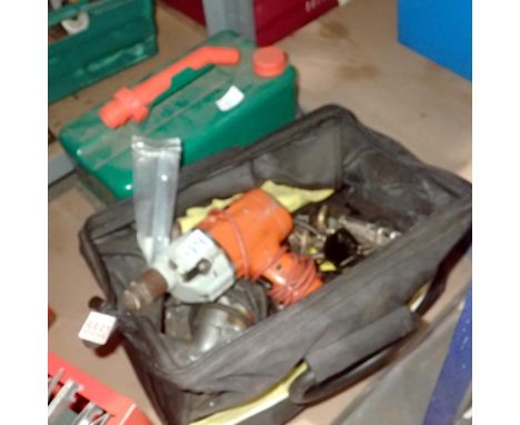Stanley tool bag with tool contents and a power drill. Not available for in-house P&amp;P 