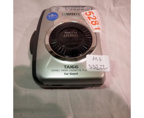 Aiwa TA166 personal cassette player. UK P&amp;P Group 2 (£20+VAT for the first lot and £4+VAT for subsequent lots) 