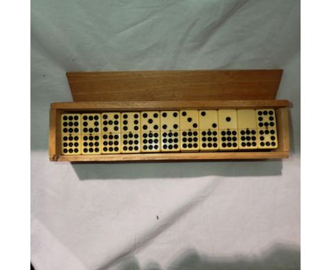 Full set of bone domino nines. UK P&amp;P Group 2 (£20+VAT for the first lot and £4+VAT for subsequent lots) 