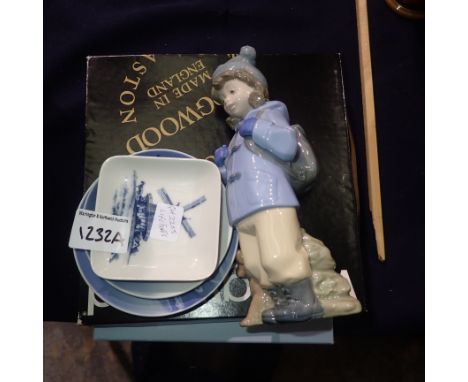 Small amount of ceramics, including Wedgwood and a Nao figurine. Not available for in-house P&amp;P