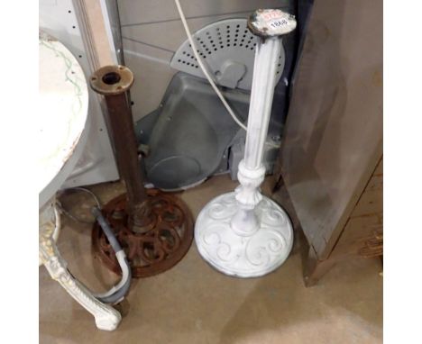 Two cast iron planter stands, largest H: 80 cm. Not available for in-house P&amp;P