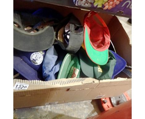 Box of mixed vintage baseball caps. Not available for in-house P&amp;P 