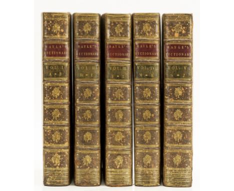 NO RESERVE Bayle (Peter) The Dictionary Historical and Critical.., 5 vol., second edition, engraved portrait frontispiece to 