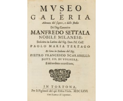 Wunderkammer.- Terzago (Paolo Maria) Museo ò galeria ... del ... Manfredo Settala, first Italian edition, lacking portrait fr