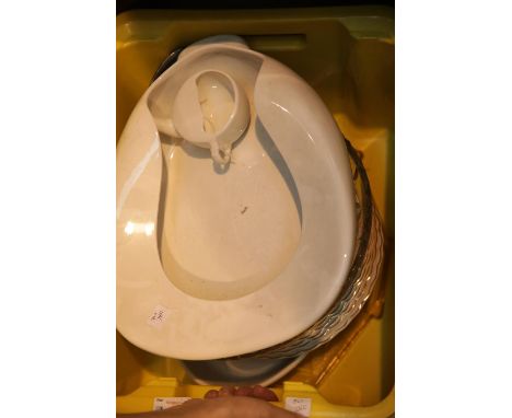 Collection of mixed glass and ceramics including a ceramic bedpan. This lot is not available for in-house P&amp;P. 