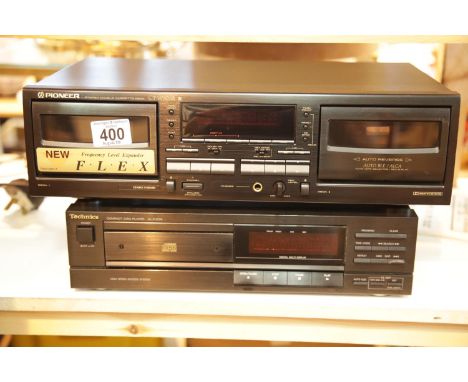 Pioneer twin set deck and a Technics CD player. This lot is not available for in-house P&P.Condition Report: All electrical i