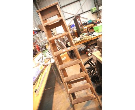 Set of vintage wooden step ladders. This lot is not available for in-house P&amp;P 