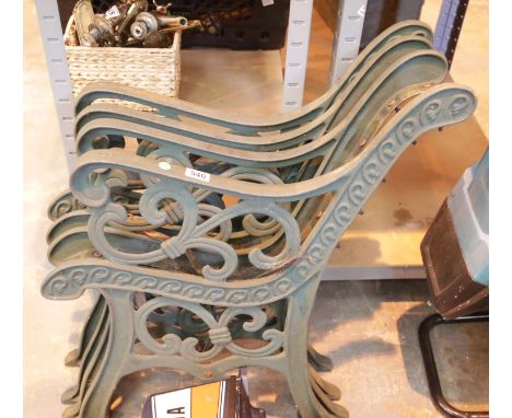 Four cast iron bench ends. This lot is not available for in-house P&amp;P 