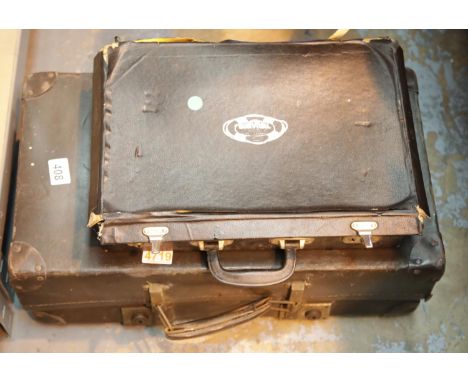 Vintage leather suitcase by Revelation and another case with contents. This lot is not available for in-house P&amp;P 