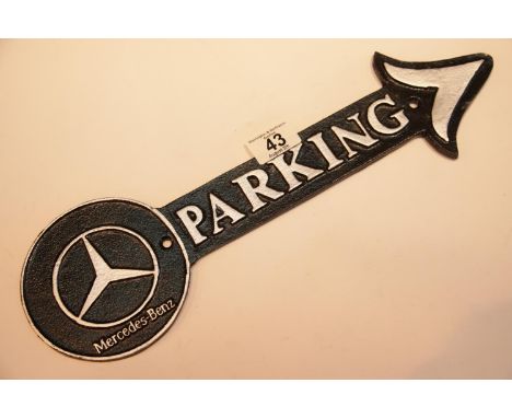 Cast iron Mercedes Benz arrow sign, 40 x 12 cm. P&amp;P Group 2 (£18+VAT for the first lot and £2+VAT for subsequent lots) 