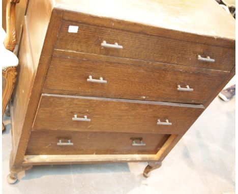 Vintage oak fire long chest of drawers. This lot is not available for in-house P&amp;P 
