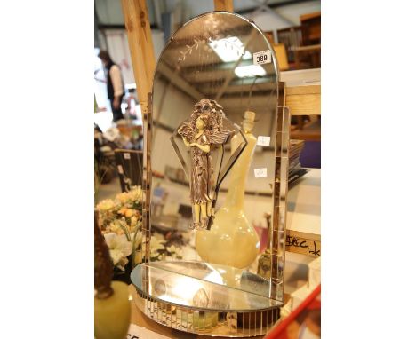 Vintage mirror on mirrored stand with attached figure. This lot is not available for in-house P&amp;P. 
