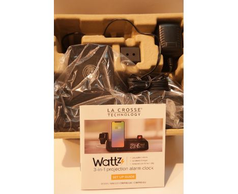 Boxed La Crosse 3in1 Projection alarm clock &amp; wireless phone charging station. Vendor confirms fully working at lotting. 