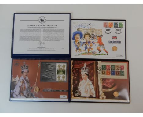 Three cased gold full sovereign first day cover sets, 2002 and two 2003 (3) Condition Report: Available upon request