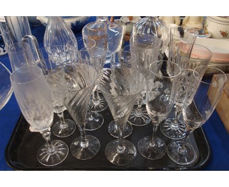 A Villeroy &amp; Boch crystal ice bucket, an Orrefors example and assorted champagne flutes Condition Report: Available upon 