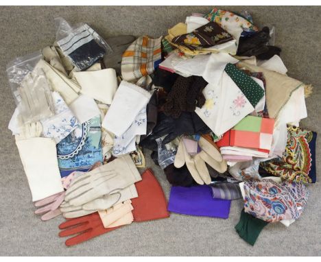 A collection of vintage ladies gloves, handkerchiefs etc Condition Report: Available upon request