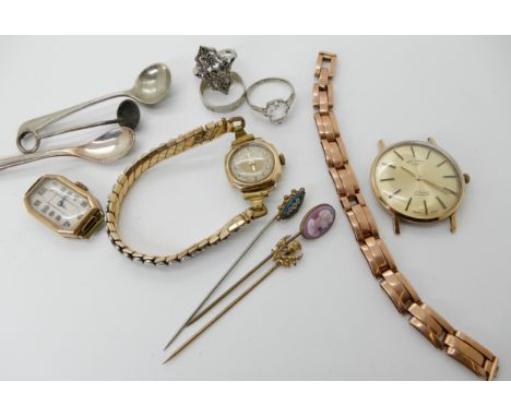 A 9ct gold Rotary watch head, weight including mechanism 20.7gms, a 9ct gold watch strap, and 9ct gold mounted ladies watch h