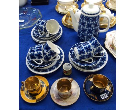 A Rorstrand, Sweden 'Mon Amie' coffee set, decorated with blue flowers, comprising; coffee pot, six cups, saucers and plates,