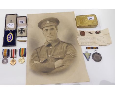 A lot comprising a WWI group of two to 22316 Sjt. A McCaskill, A.S.C., a special constable medal to Adam Peden, a cased iron 