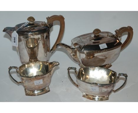 An Art Deco silver plated four piece tea service Condition Report: The set is in good condition, no dents or other damage. 