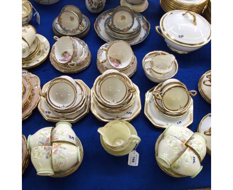 A Noritake part teaset comprising; four cups, four saucers, six plates and a cake plate, Aynsley Pinkie teawares comprising; 