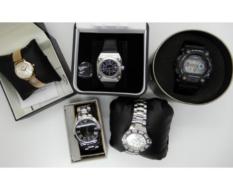 Five fashion watches to include Police, Briel, Rotary etc Condition Report: Not available for this lot