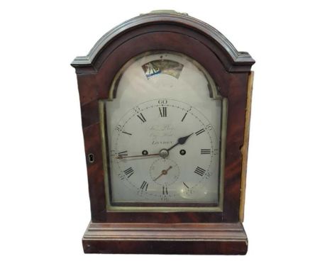 An early 19th Century mantel clock by Jn Philp, City Road, London, having arched silvered dial with subsidiary date dial and 