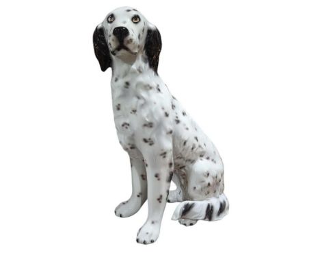 A retro mid 20th century Italian ceramic model of a seated spaniel dog, 54cms high