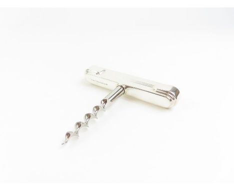 A silver Tiffany corkscrew, marked ' 2003 TIFFANY & CO 925', with inscription '4.10.07' with pouch and box