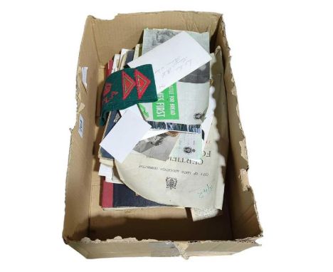 A mixed quantity of items including a WWII period Women's Land Army arm band; an album of scraps c. late 1940's containing ne