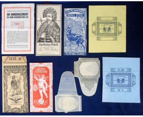 Playing Card Wrappers, 2 playing card duty wrappers and 6 playing card wrappers (De La Rue, Herald, Highlander, Royal Stag et