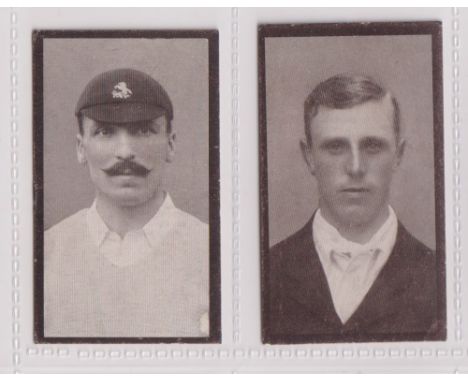 Cigarette cards, Hill's, Famous Cricketers Series (Blue back), two cards, no 3 Huish, Kent &amp; no 7 R,H, Spooner, Lancashir