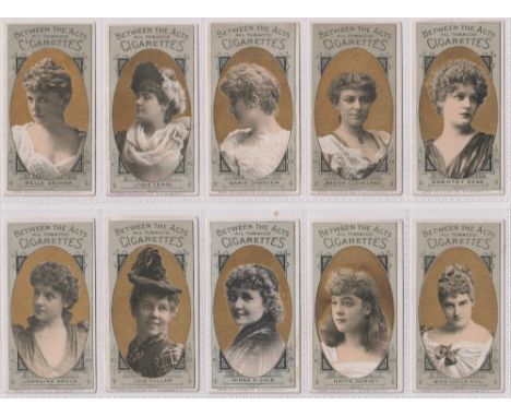 Cigarette cards, USA, Thos. H. Hall, Actresses, ref N342-3, Type B, gold background in oval, grey frame (set, 20 cards) (1 wi