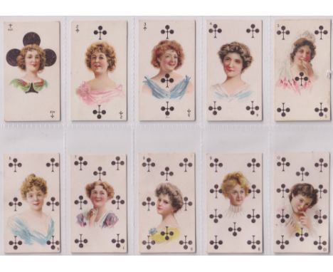 Cigarette cards, USA, ATC, Beauties, Playing Card Superimposed, '53 Subjects' including Joker (set, 53 cards) (vg)