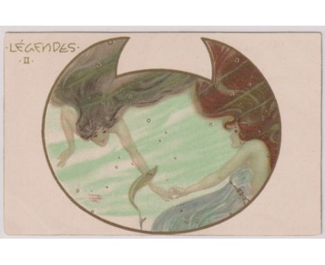 Postcard, Art Nouveau, a glamour card illustrated by Raphael Kirchner from the 'Legendes' series no. 2, published by Theo Str