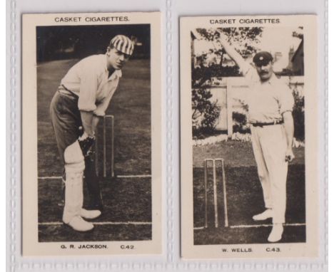 Cigarette cards, Pattreiouex, Famous Cricketers, (C1-96 printed back) 2 cards, C42 G R Jackson &amp; C43 W Wells (vg)