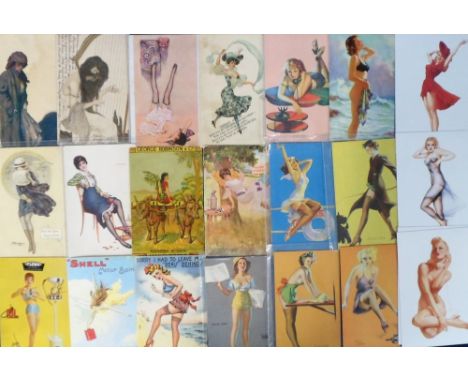 Postcards, a mixed modern and vintage, mainly glamour selection of approx. 102 cards. Vintage inc. pretty lady with hat and s