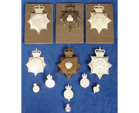 Police Helmet Plates, 6 helmet plates to comprise Isle of Ely (KC), Teesside, Lancashire and Lincolnshire Constabularies and 