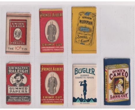 Cigarette ephemera, 7 different USA packets of cigarette rolling papers inc. Duke's, Brown &amp; Williamson, Reynold's Tobacc