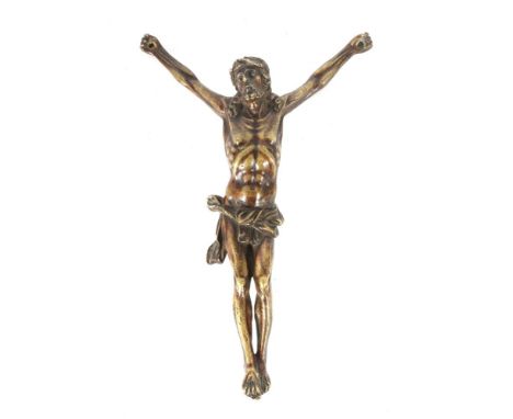 Bildhauer des 19./20. Jh."Korpus Christi", Bronze, patiniert, vollplastische Ausführung des Gekreuzigten mit ausgebreiteten A