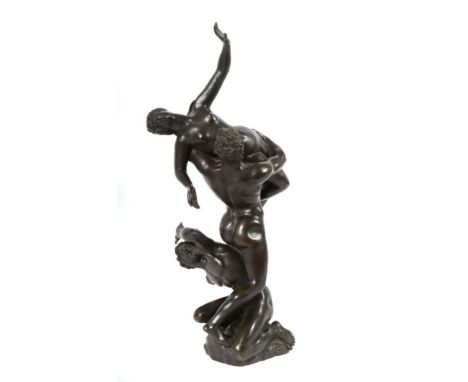 Bildhauer/Kopist des 19./20. Jh."Raub der Sabinerinnen", Bronze, patiniert, vollplastische Figurengruppe nach Giovanni da Bol