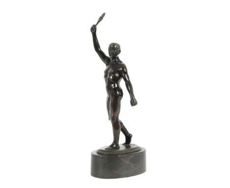 Keck, Hans1875 - 1941, deutscher Bildhauer, 20. Jh. in Berlin tätig. "Fackelläufer", Bronze, patiniert, vollplastische Figur 