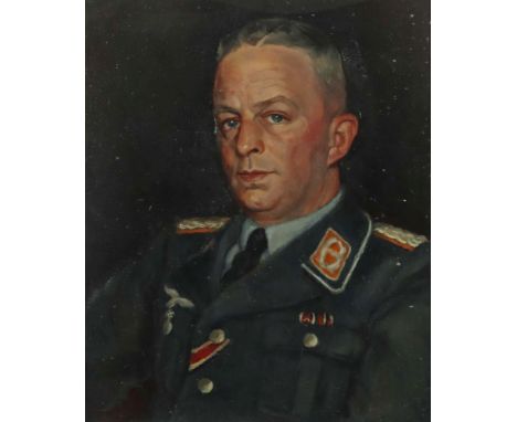 Maler des 20. Jhr."Soldat in Uniform", Portrait eines Generalfeldmarschalls in Uniform mit Orden, den Betrachter anblickend, 