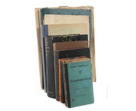 Konvolut Bergbaubest. aus: Knappschaftsbuch, 1886; 2x Kranken-Buch, 1894; Vorschriften für die Markscheider im Oberberg Amtsb