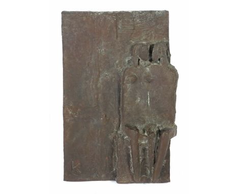 Kieselbach, ManfredCoburg 1935 - 2018 Mannheim, deutscher Bildhauer. "Liebespaar", Bronze, patiniert, Platte mit stilisiertem