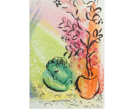 Chagall, Marc1887 - 1985, russischer Maler, Illustrator, Bildhauer und Keramiker. "Le bouquet de Paris", wohl Probedruck für 