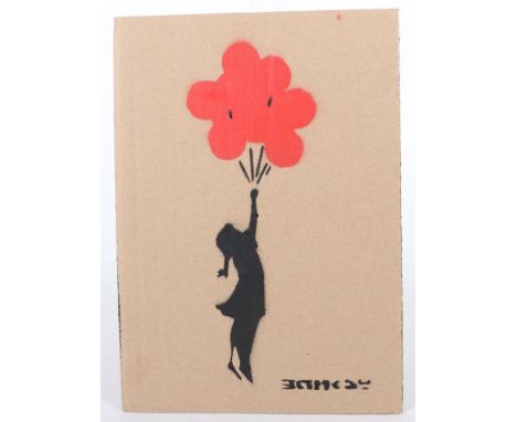 Banksy1974. "Floating Ballon Girl", verso handschriftlich bez., dat. '15, num. "5/16" u. gestempelt, Pochoir auf Karton, HxB: